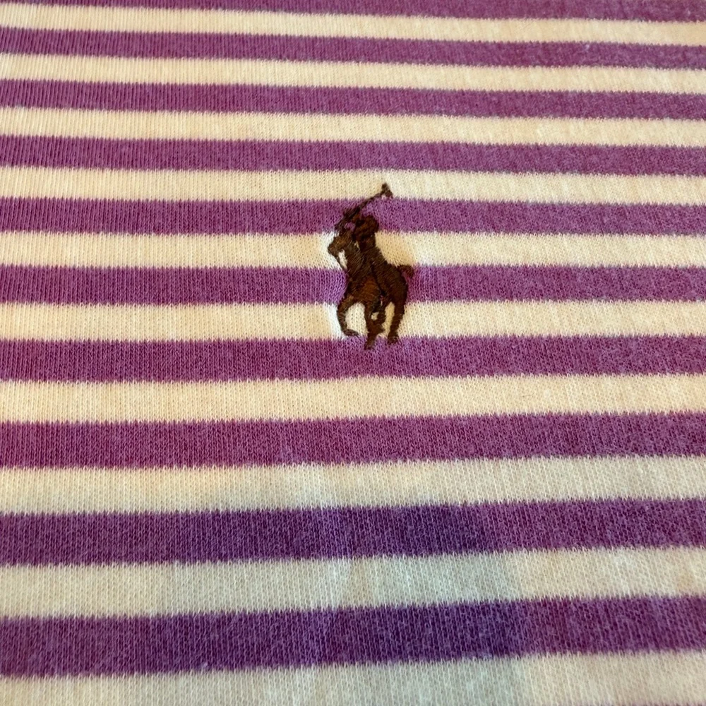 Polo by Ralph Lauren Purple and White Striped Polo with Brown Logo Sz XL